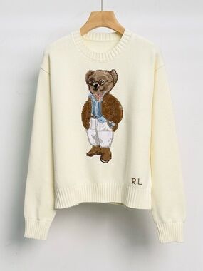 Polo by Ralph Lauren Cream Crewneck Sweater with Dressed Bear